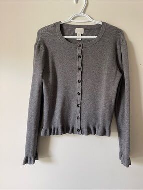 H&M Gray Ribbed Button-Front Cardigan